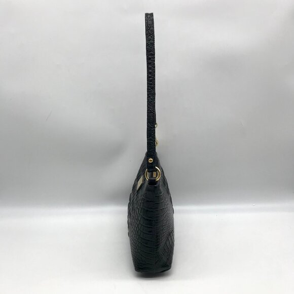 Brahmin Black Croc Embossed Leather Mini Shoulder Bag - Picture 3 of 10